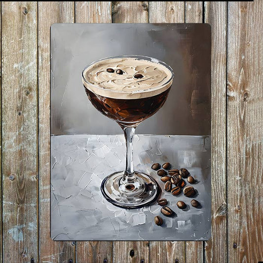 Espresso Martini Coffee Beans Cocktail | Metal Sign Plaque