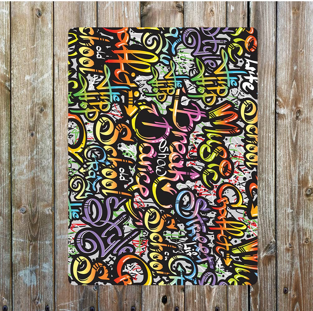 Multicolour Graffiti Music Pattern | Metal Sign Plaque