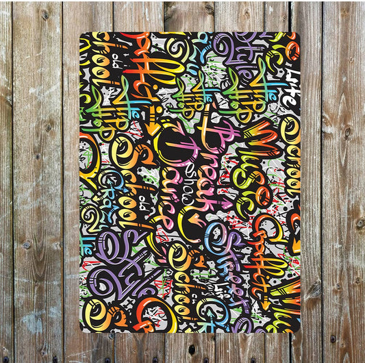 Multicolour Graffiti Music Pattern | Metal Sign Plaque