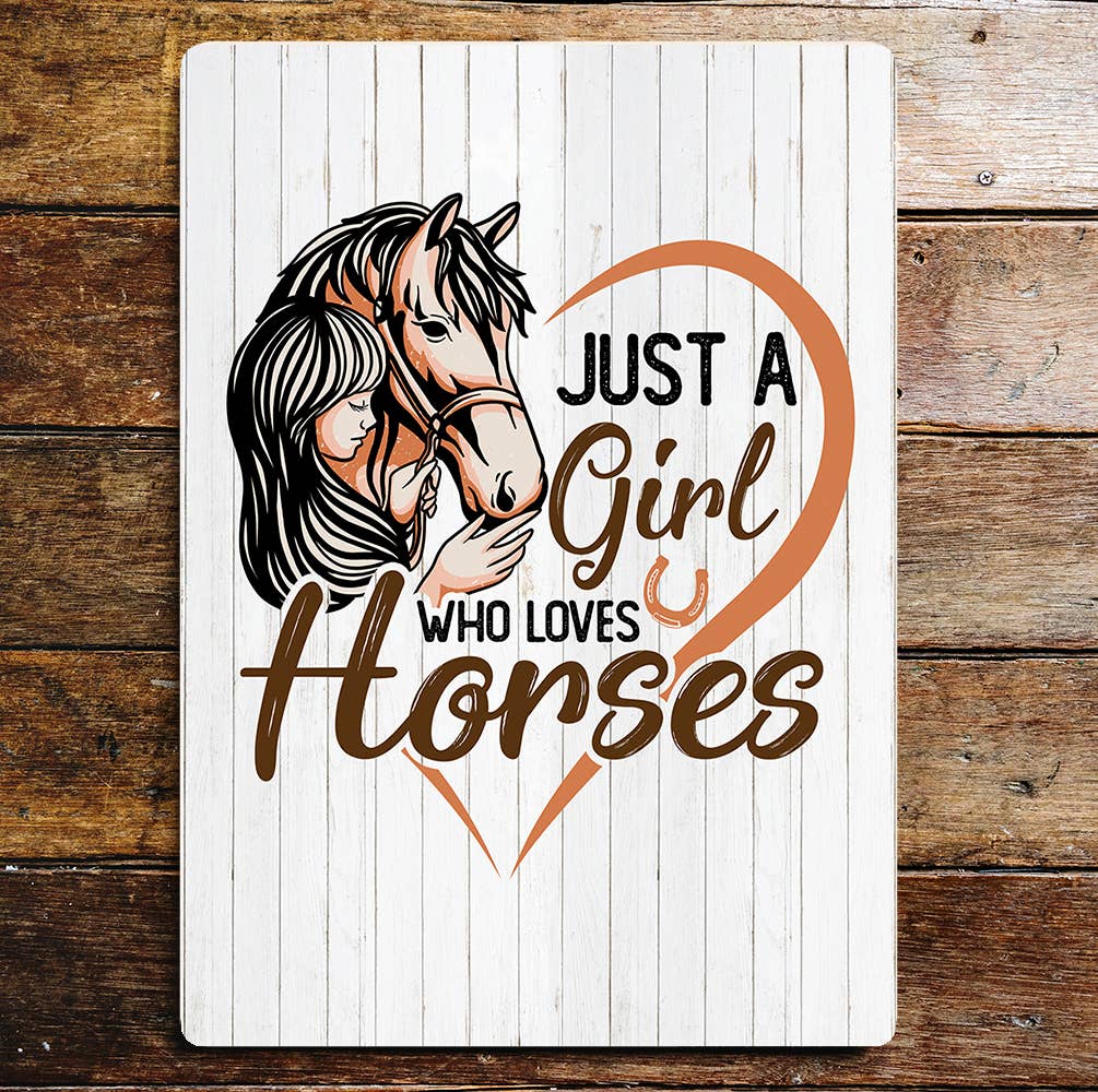 Love horses girls message wall art | Metal Sign Plaque