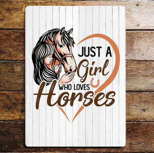 Love horses girls message wall art | Metal Sign Plaque