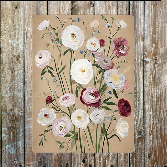 Floral Flowers Arrangement Painting Metal Sign Plaque