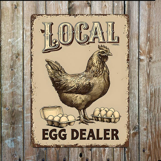 Local Egg Dealer | Hen Chicken | Metal Sign Plaque