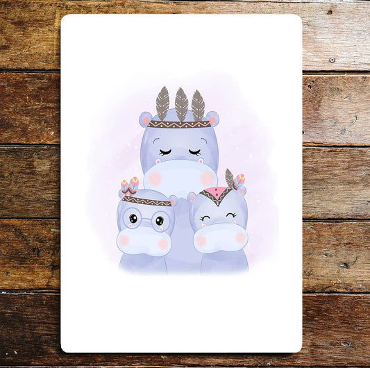 Hippo Baby Nursery art | Metal Sign Plaque