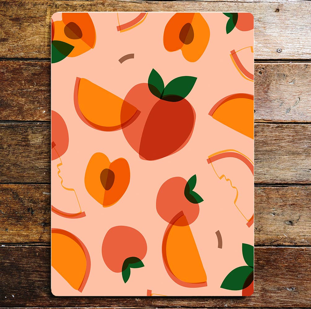 70's style peach slices kitchen | Metal Wall Sign