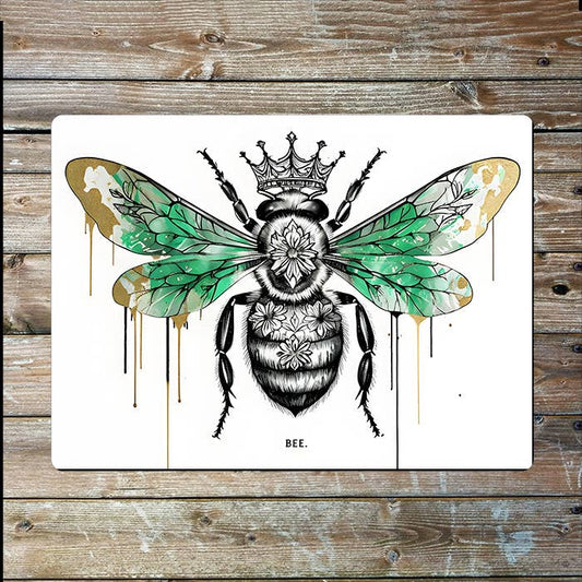 Bee Colourful Wings Crown Queen | Metal Sign Plaque
