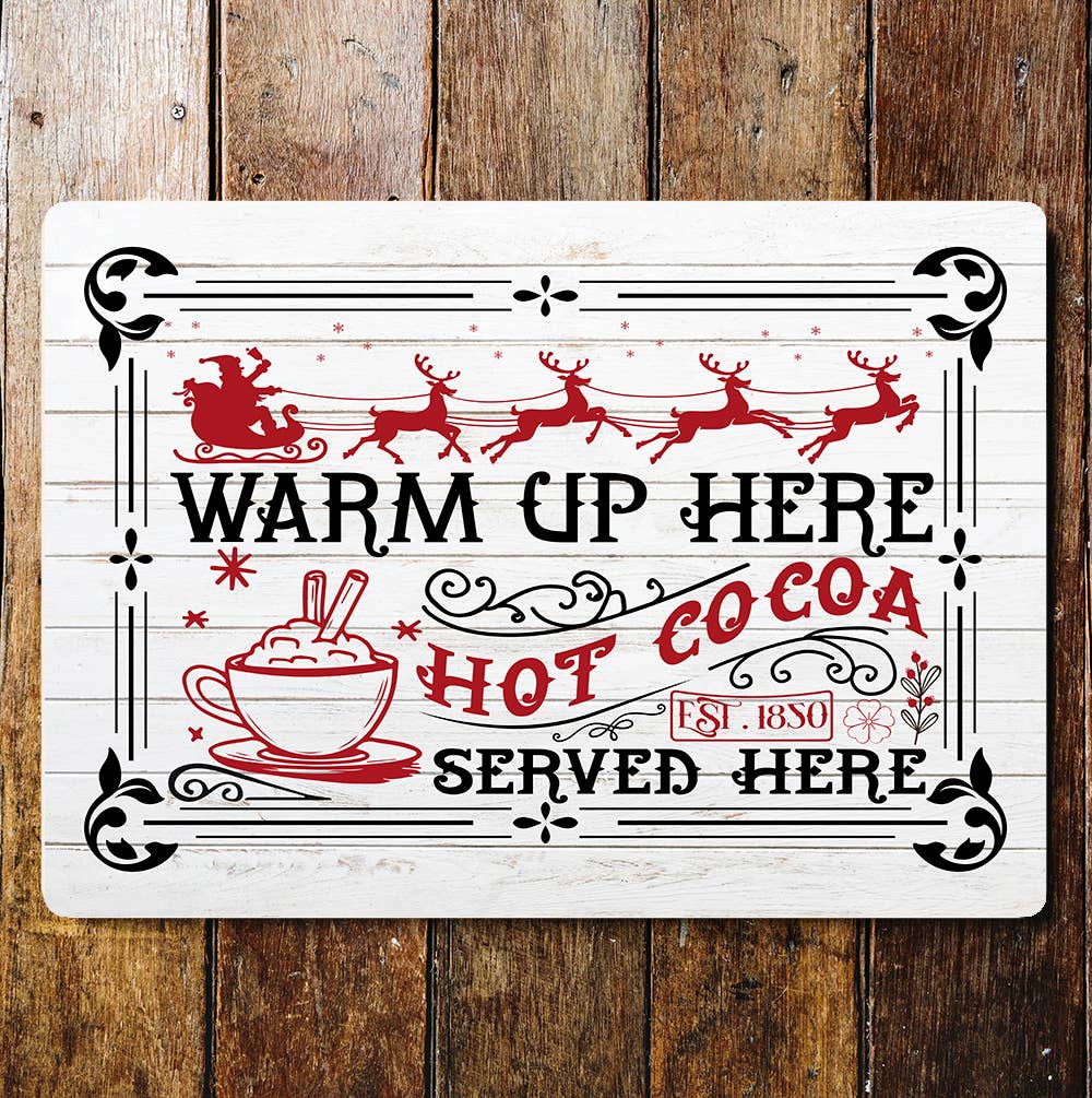 Coffee Shop Notice Hot Cocoa Art | Metal Sign Plaque