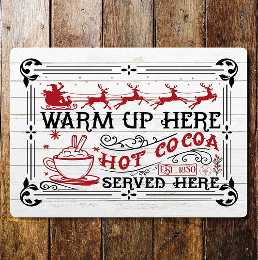 Coffee Shop Notice Hot Cocoa Art | Metal Sign Plaque