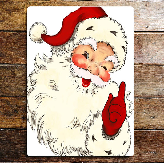 Christmas Fun Santa Rosy Cheeks Art | Metal Sign Plaque