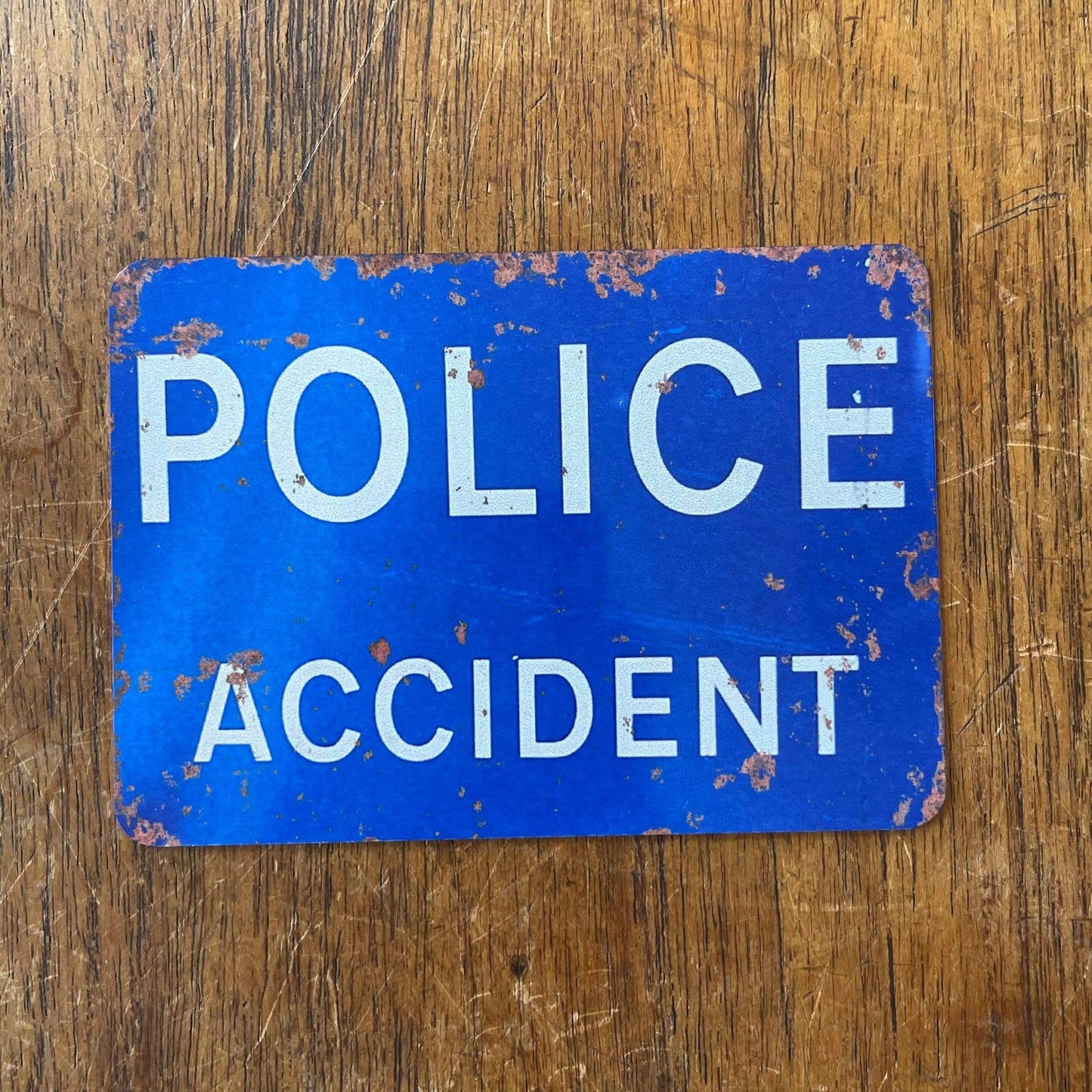 Blue Police Accident | Metal Sign Plaque
