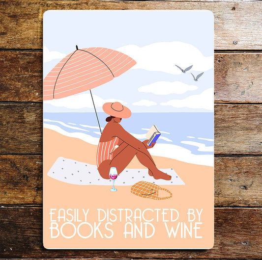 Books Wine Beach lifestyle Art | Metal Sign Plaque