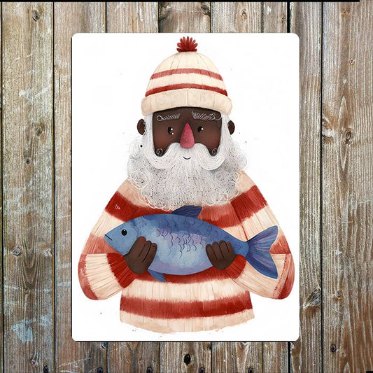 Blue Fish Sailor sea Nautical | Metal Sign Plaque