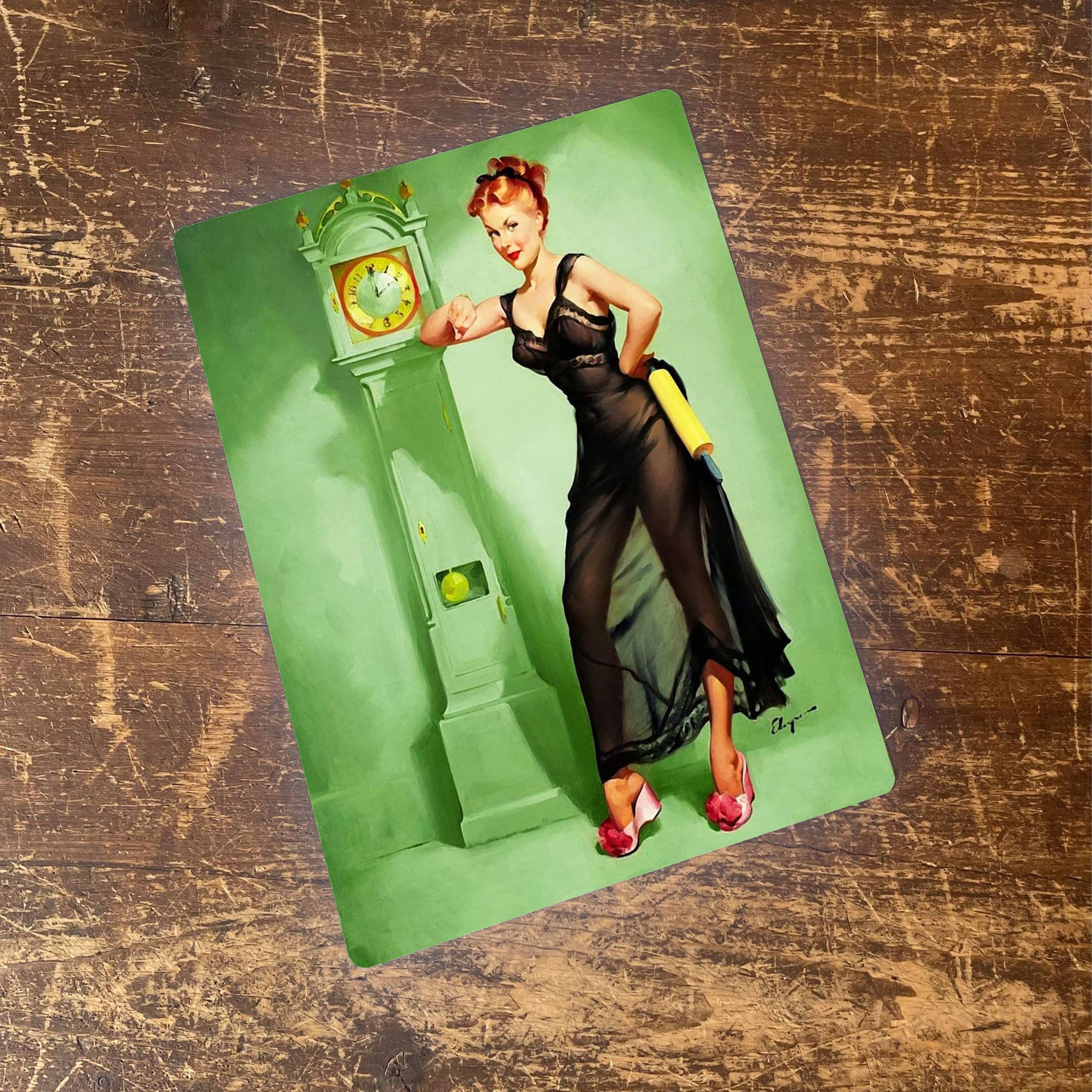 Pinup Clock Face Pinup Girl Green Clock Metal Humour Wall Sign – The British Metal Sign ...