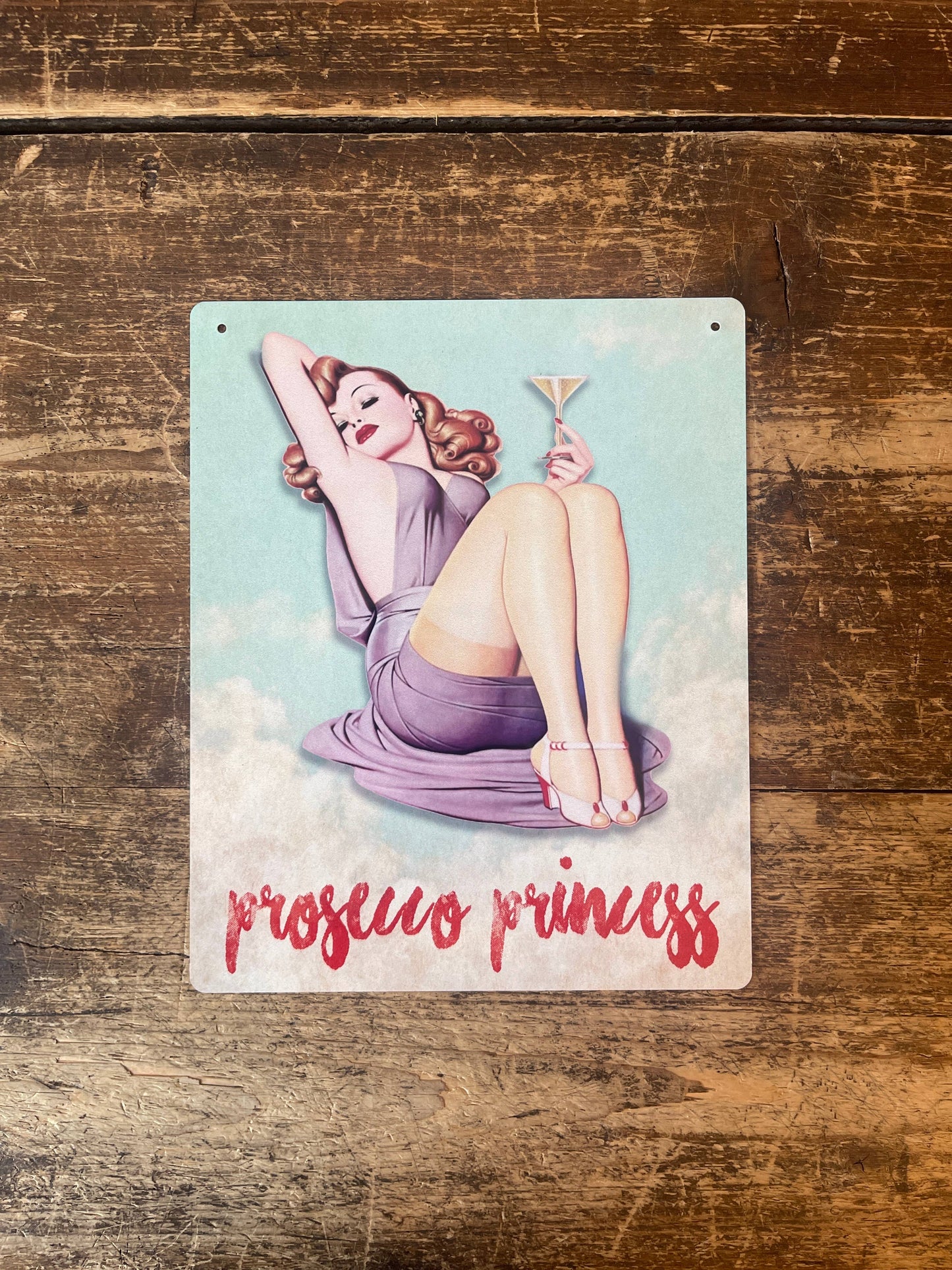 Prosecco Princess Metal Sign