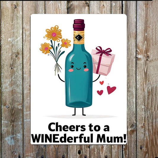 Cheers Wine Wonderful Mothers Mum Day | Metal Sign Plaque