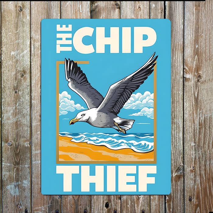 Seagull The Chip Thief Sea Nautical Metal Sign Plaque