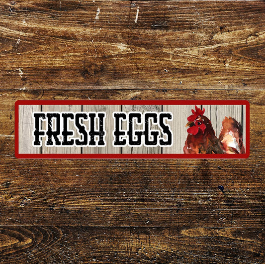 Farm Fresh Eggs Chicken Hen Metal Sign Plaque