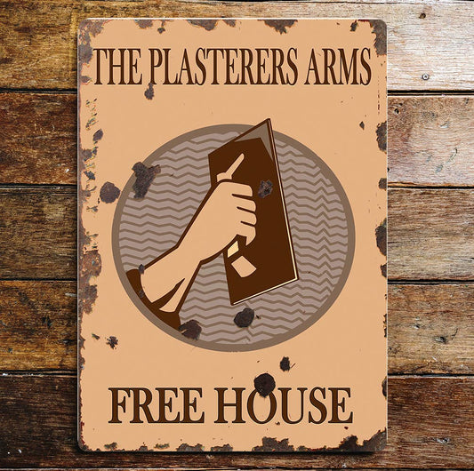 The Plasterers Arms Free House Metal Sign Plaque
