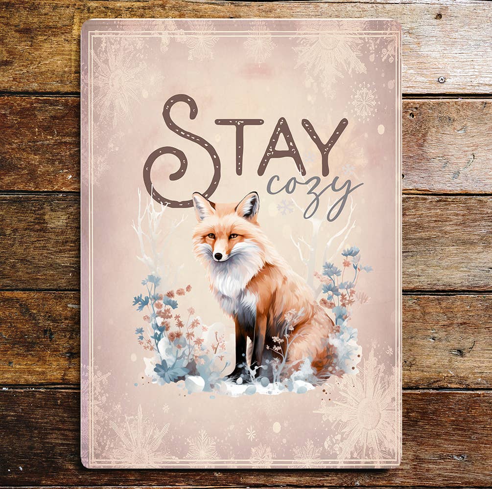 Stay Cosy Winter Fox Metal Sign Plaque