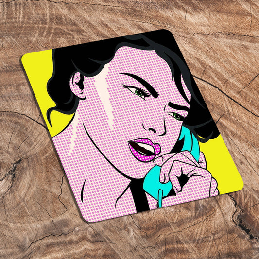 Pop Art Comic Style Face Phone Metal Pop Art Wall Sign