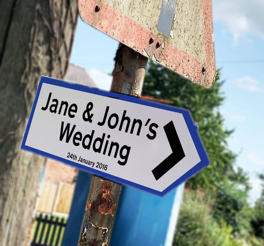 Blue Direction Arrow - | Metal Wall Sign