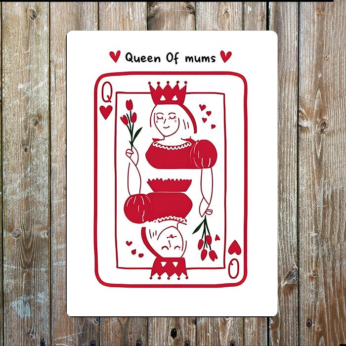 Queen Of Mums Hearts Mothers Mum Day Metal Sign Plaque