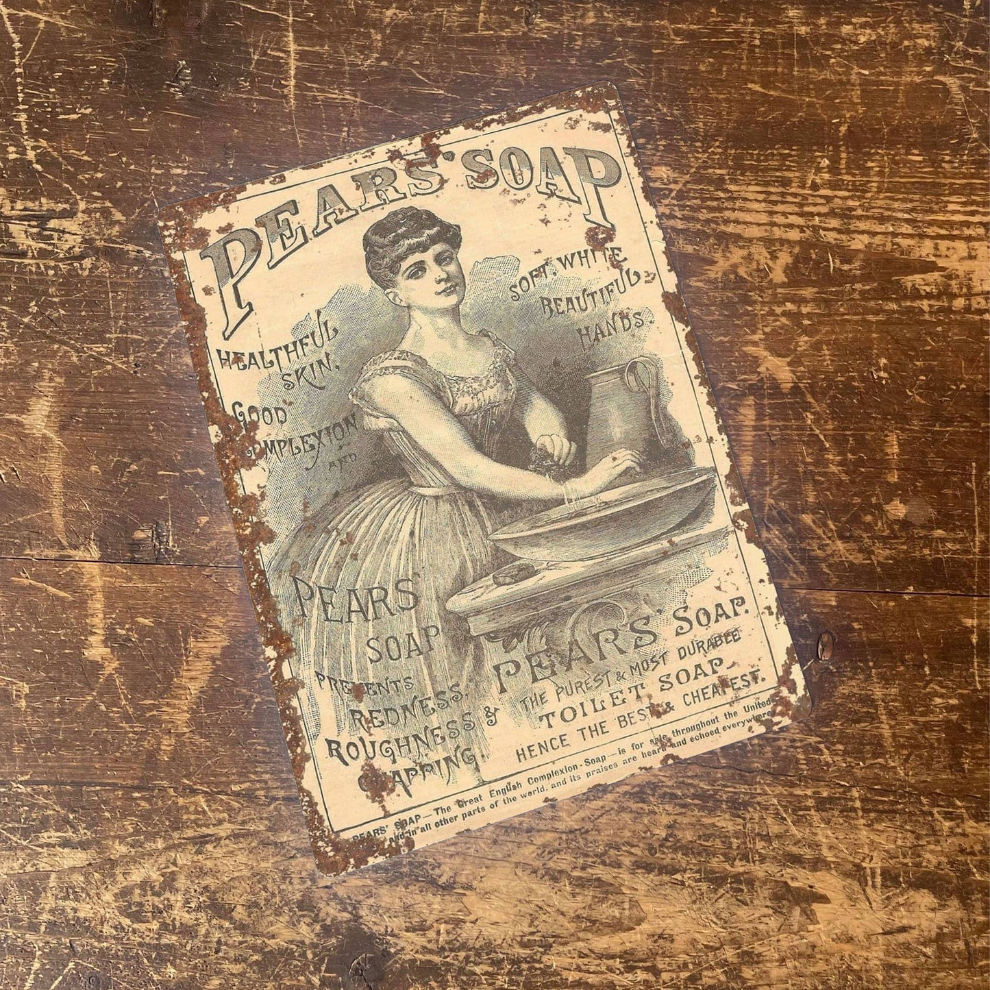 Pears Soap Lady Soft white Metal sign Bathroom