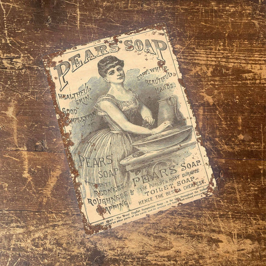 Pears Soap Lady Soft white Metal sign Bathroom