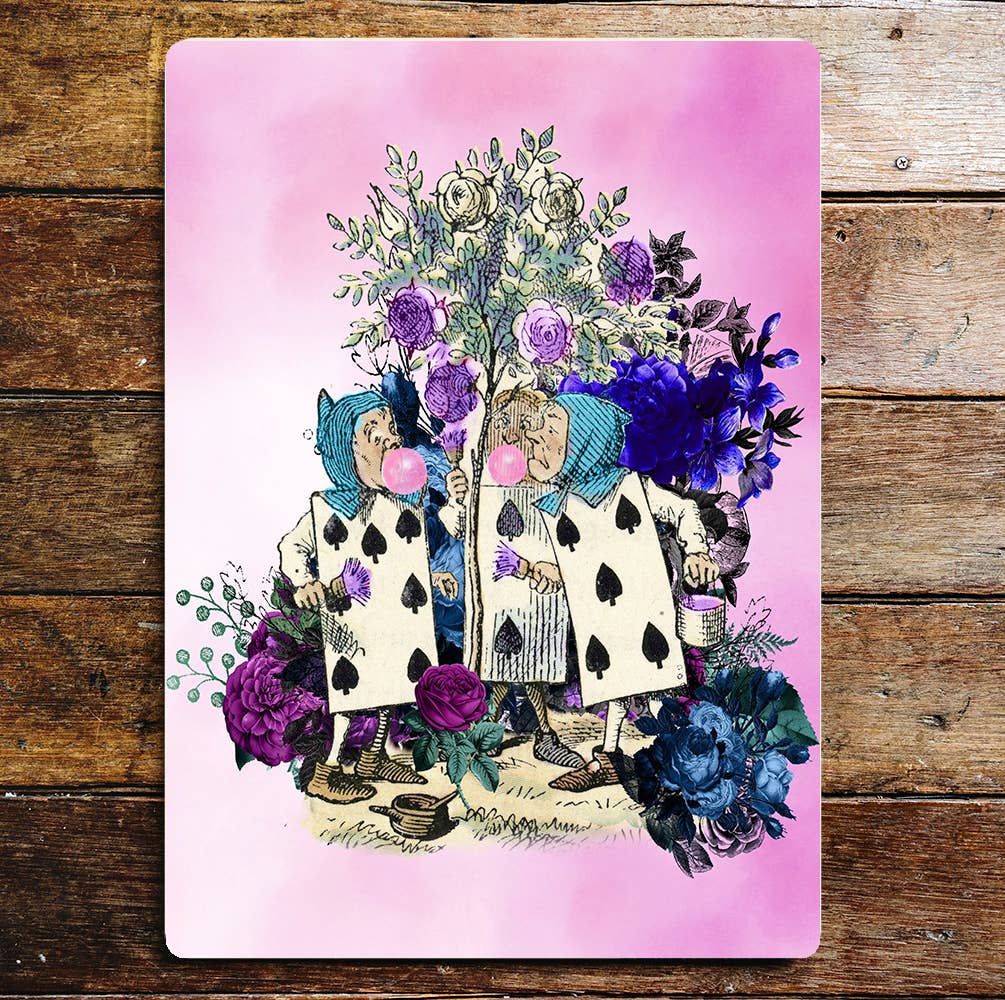 Alice in Wonderland House Cards Purple | Metal Sign Plaque