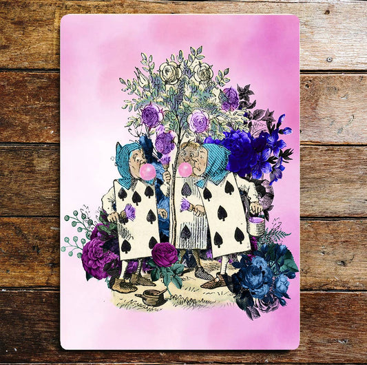 Alice in Wonderland House Cards Purple | Metal Sign Plaque