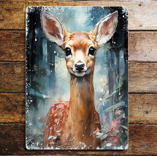 Baby Fallow Deer Fawn woodland Animal Art | Metal Sign Plaque