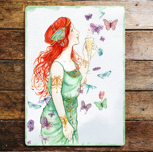 Vintage Butterfly Woman   Art | Metal Sign Plaque