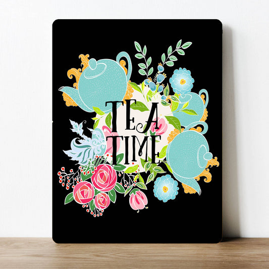 Tea Time Afternoon Tea Summer Sprig Metal Sign Plaque