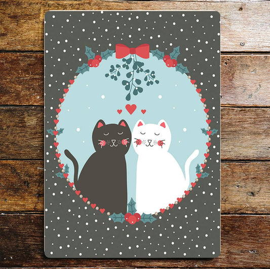 Mistletoe Cats Christmas Fun | Metal Sign Plaque