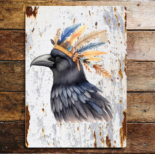Raven Bird Wildlife Nature Lifestyle Art Metal Sign Plaque