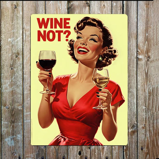 Wine Not Kitchen Vintage Retro | Metal Sign Plaque