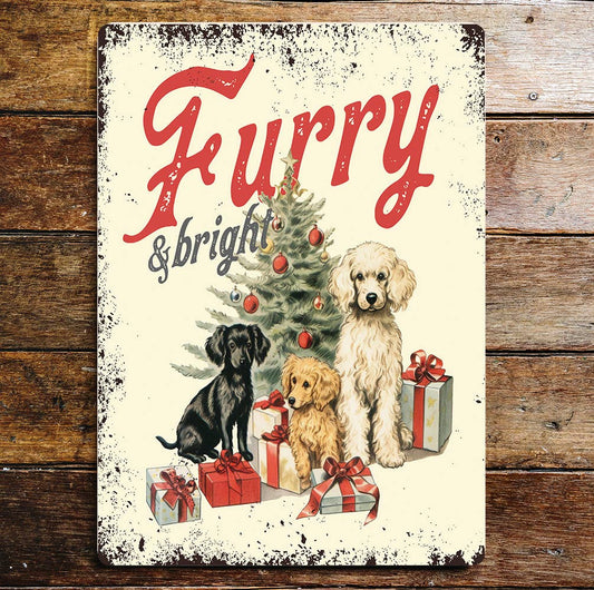 Furry & Bright Dog Pet Christmas | Metal Sign Plaque