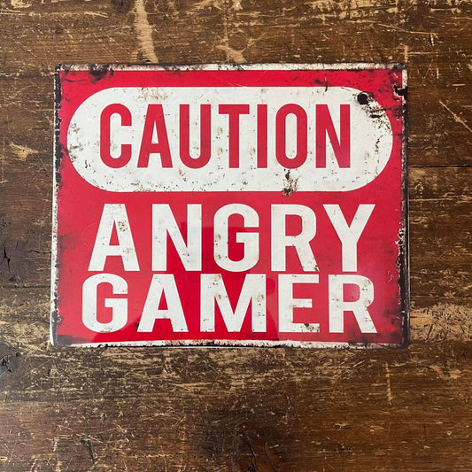 Warning / Caution Angry Gamer | Metal Sign