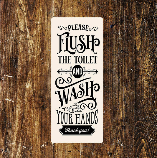 Toilet Notice Flush Wash Lifestyle Art | Metal Sign