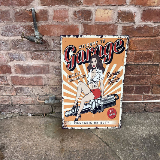 Welcome to garage | Metal Retro Wall Sign