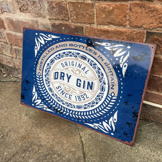 Dry Gin Bar Tin Sign | Metal Sign Plaque