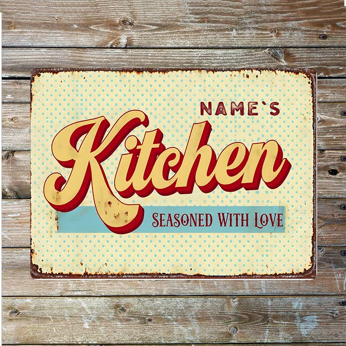 Kitchen Love Name Custom Personalised | Metal Wall Sign