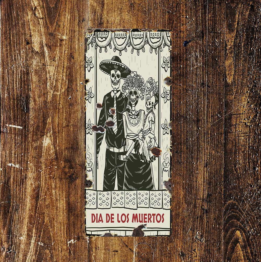 Day Of Dead Skeleton Family Art | Metal Sign
