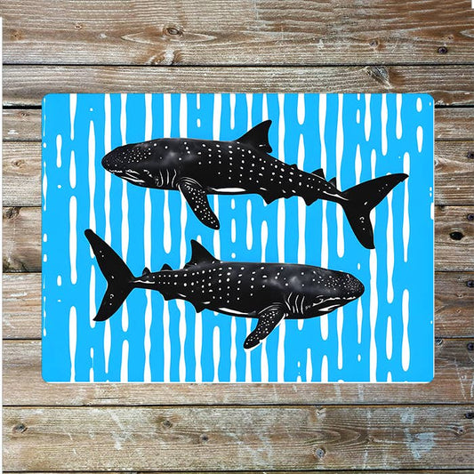 Whale Sharks Silhouetted In Sea | Metal Sign Plaque