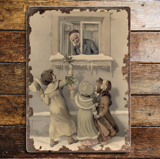 Vintage Santa Scrooge Christmas | Metal Vintage Wall Sign