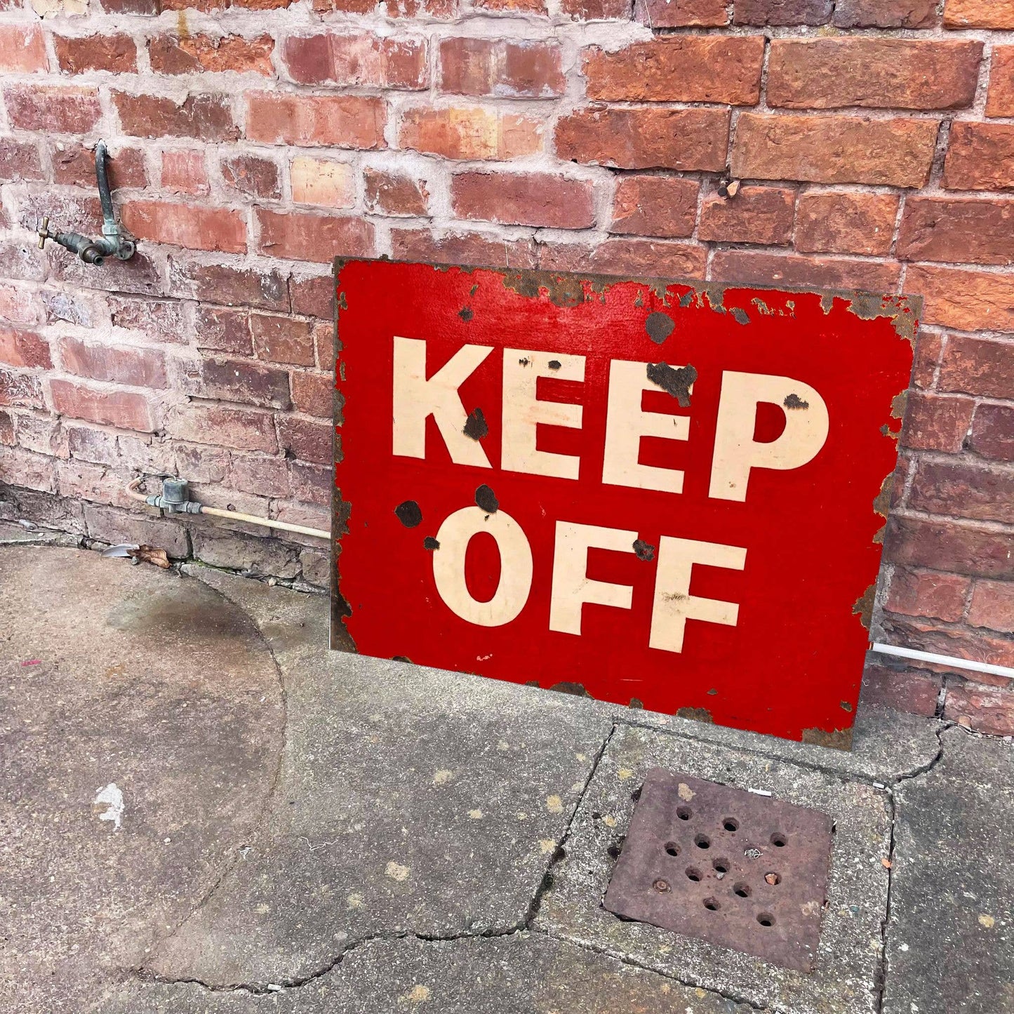 Red Keep Off Metal Advertising Wall Sign