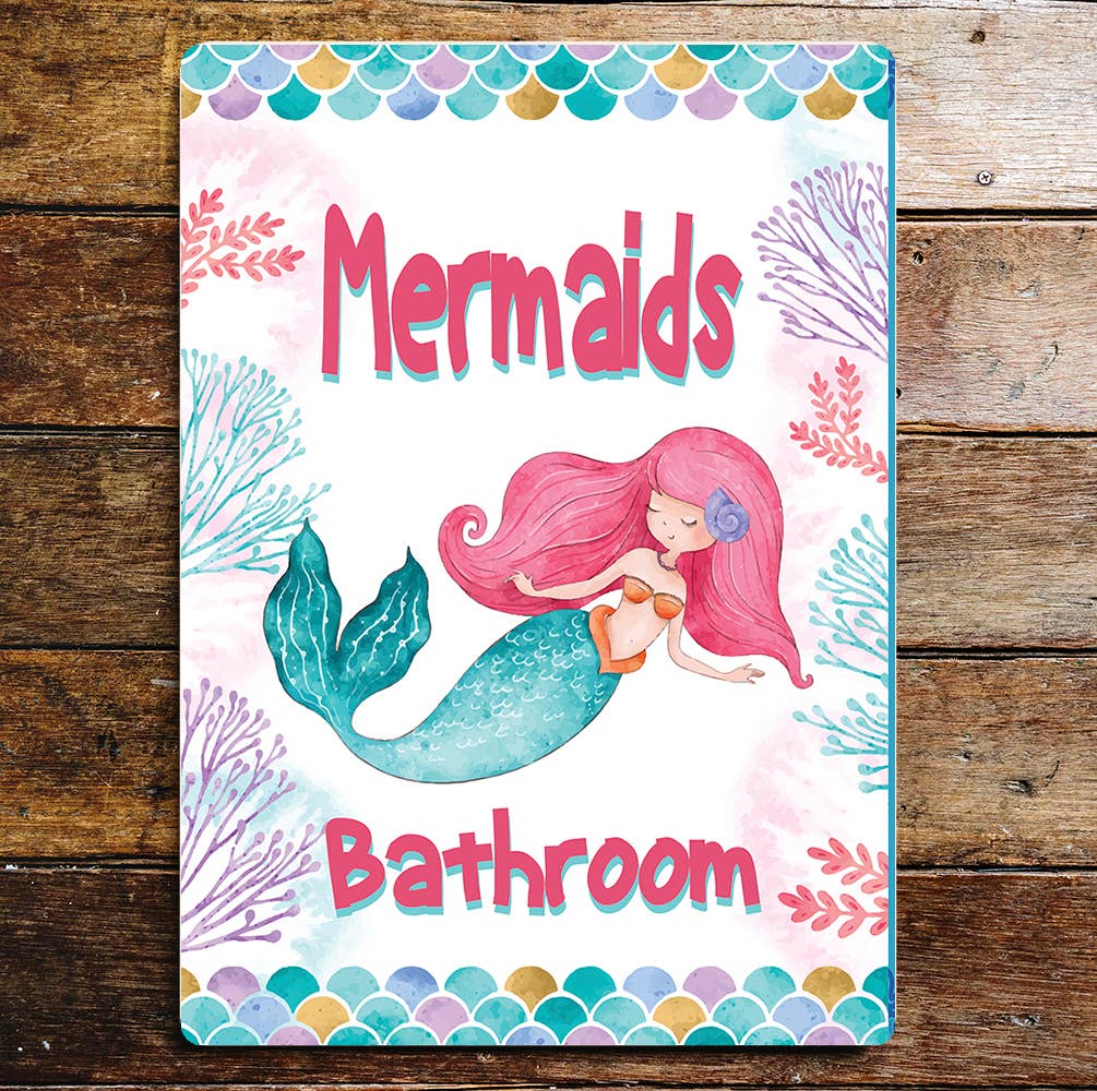 Mermaid bathroom lifestyle art | Metal Sign Plaque