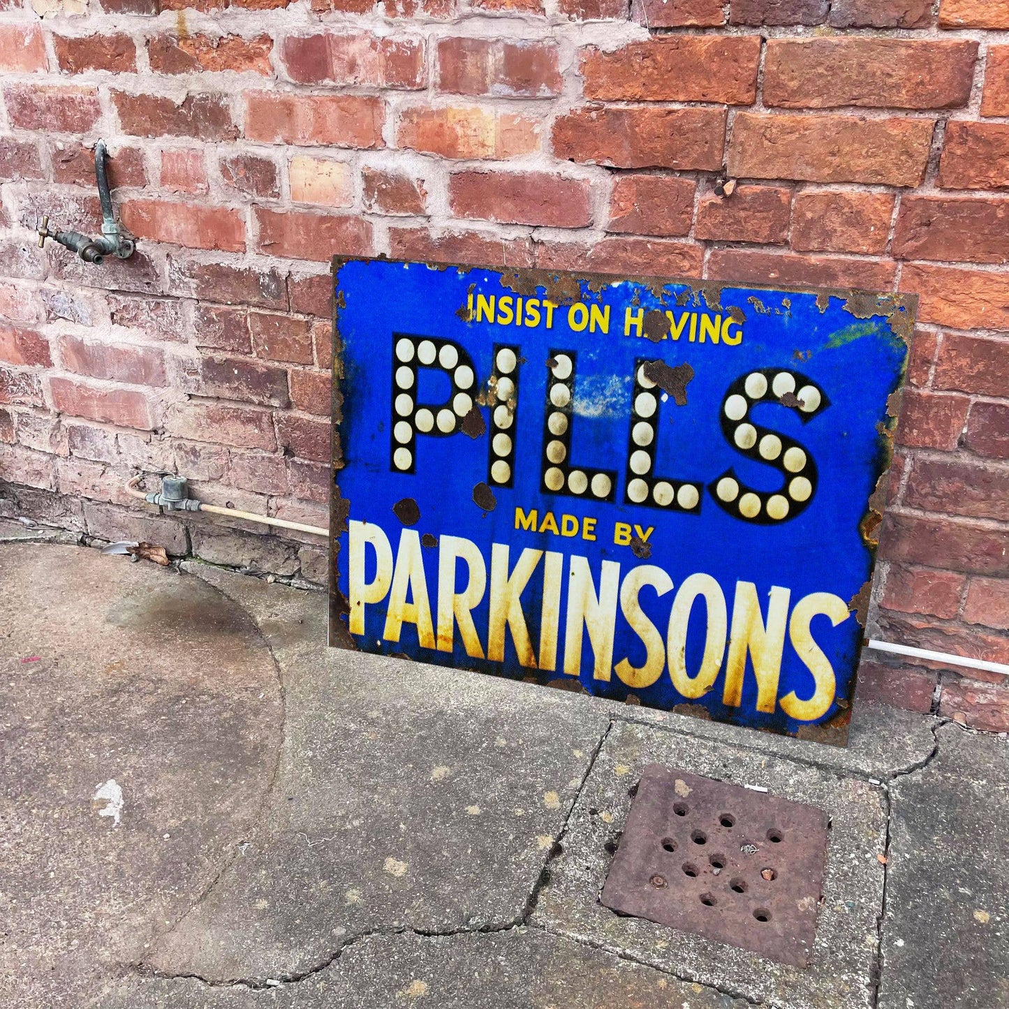 Pills Parkinson Metal Advertising Wall Sign