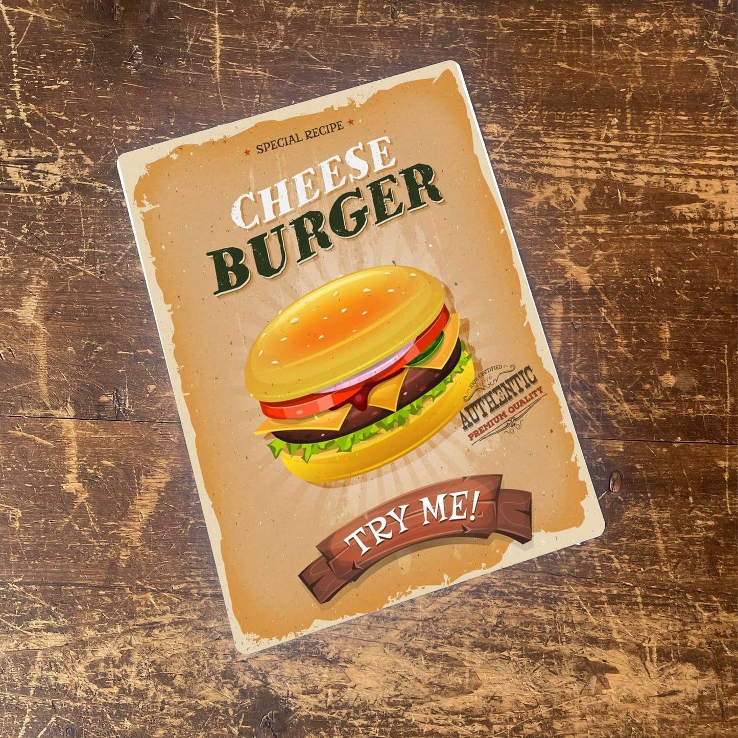 Cheese Burger Take Away Food | Metal Retro Wall Sign