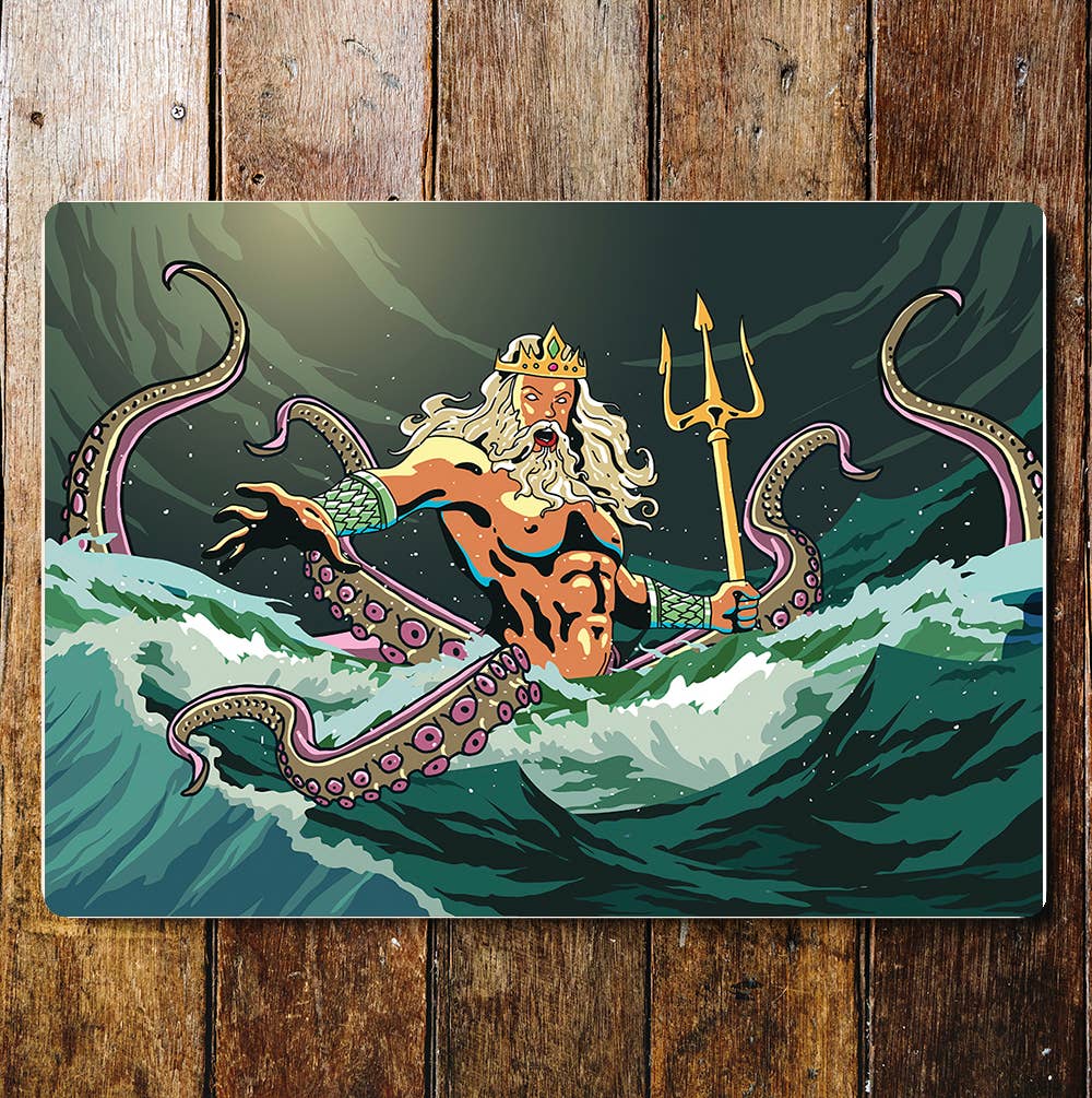 Poseidon,
Greek gods sea ocean Metal Sign Plaque